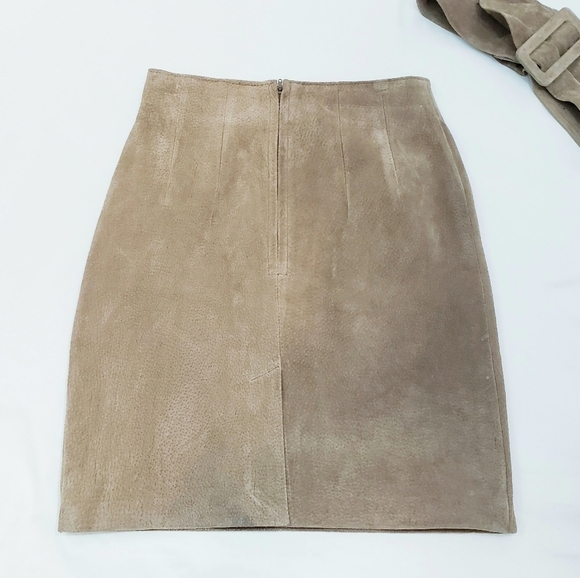 Vintage 80's BB Dakota Leatherwear Mini Leather Skirt Tan - Picture 2 of 8
